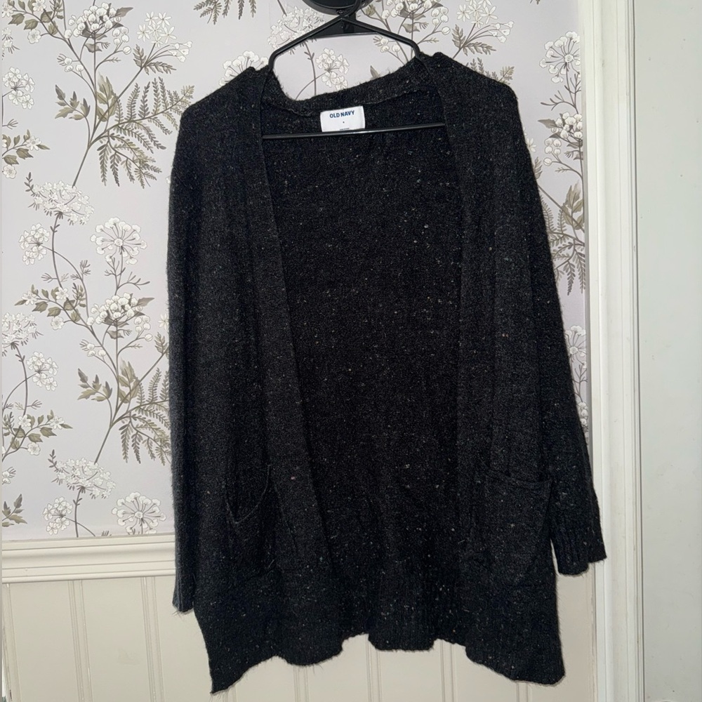 Old Navy Black Cardigan with subtle specks of color (MEDIUM)